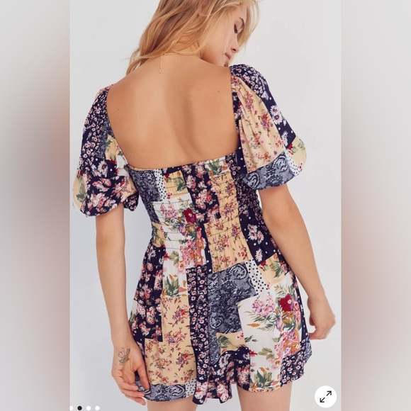 Kimchi Blue Patsy Smocked Patchwork Playsuit - Picture 3 of 7